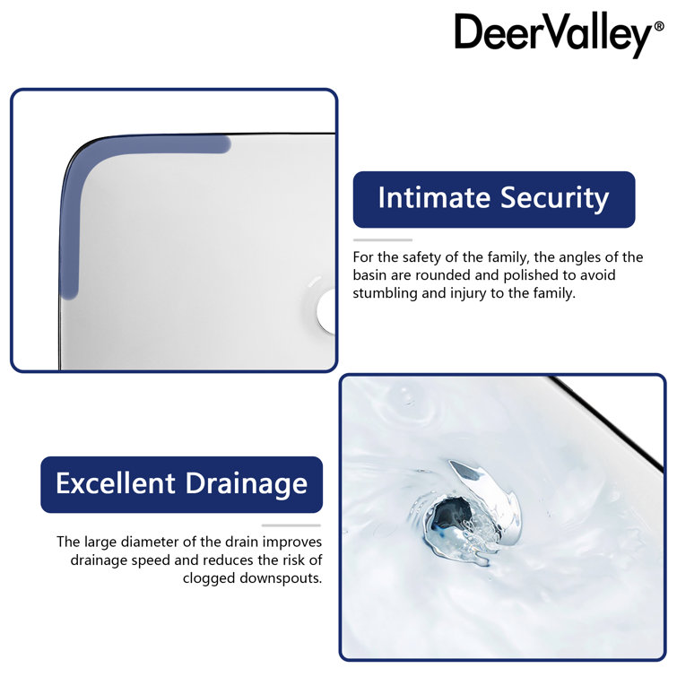 DeerValley Ally 19'' x 12'' Drop-In Bathroom Sink Semi-Recessed Vessel Sink Rectangular Above Counter Basin