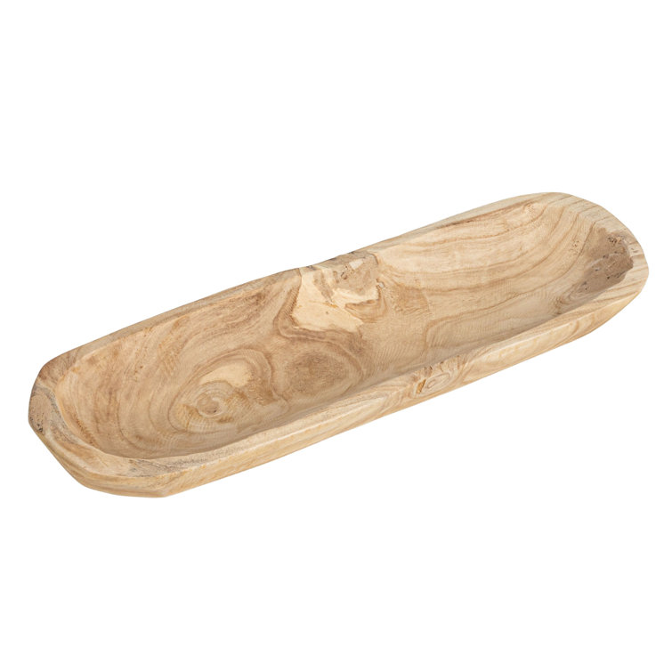 Kailyn Oval Paulownia Wood Decorative Bowl - Rustic Brown