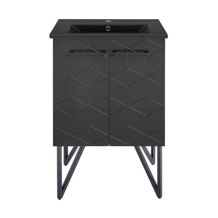 Annecy 24" Matte Black Freestanding Bathroom Vanity with Ceramic Sink