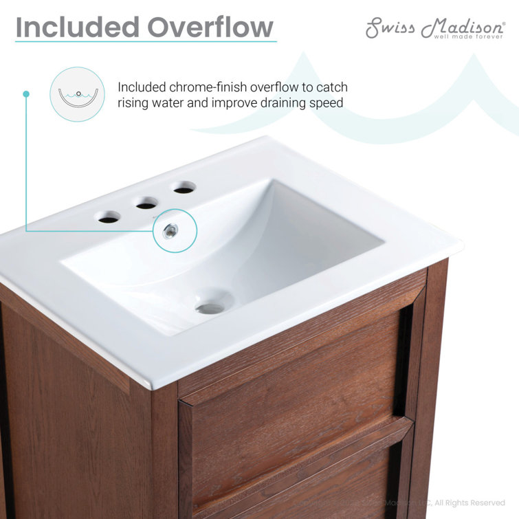 Nadar 24" Brown Walnut Bathroom Vanity with White Ceramic Sink