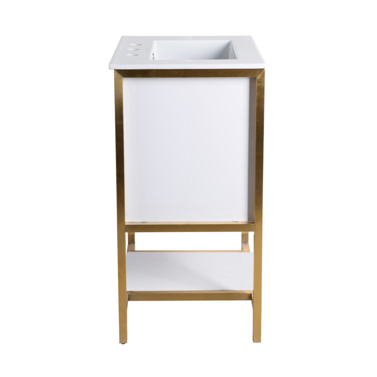 Marseille 24" White and Gold Freestanding Bathroom Vanity