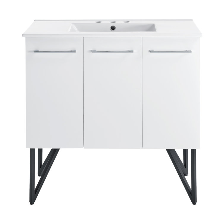 Annecy 36" Glossy White Freestanding Bathroom Vanity with Ceramic Sink