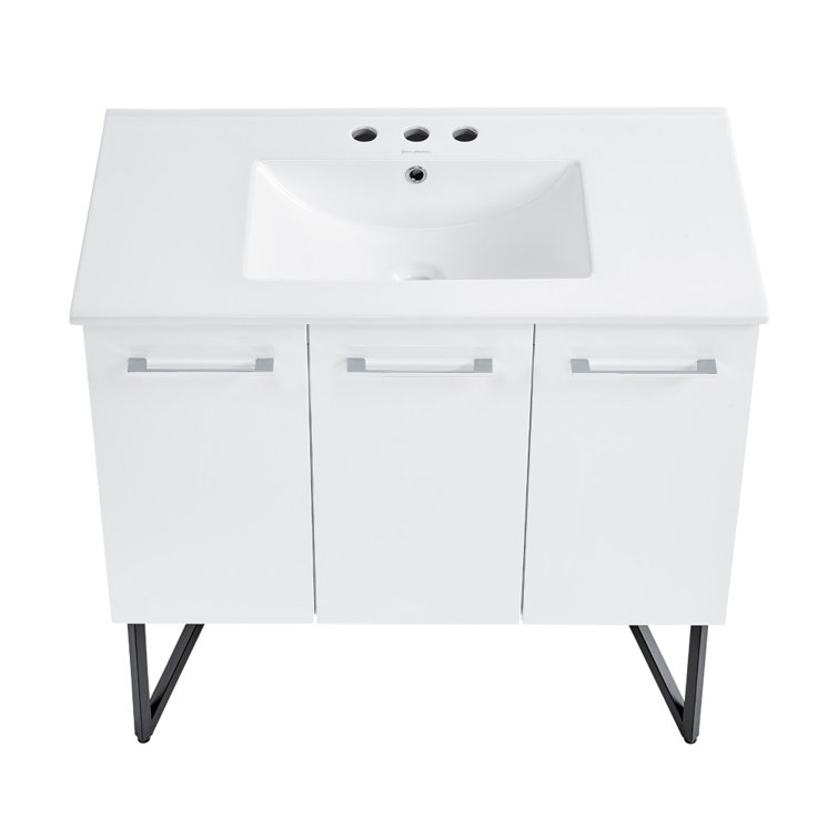 Annecy 36" Glossy White Freestanding Bathroom Vanity with Ceramic Sink