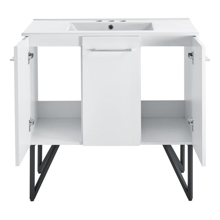 Annecy 36" Glossy White Freestanding Bathroom Vanity with Ceramic Sink