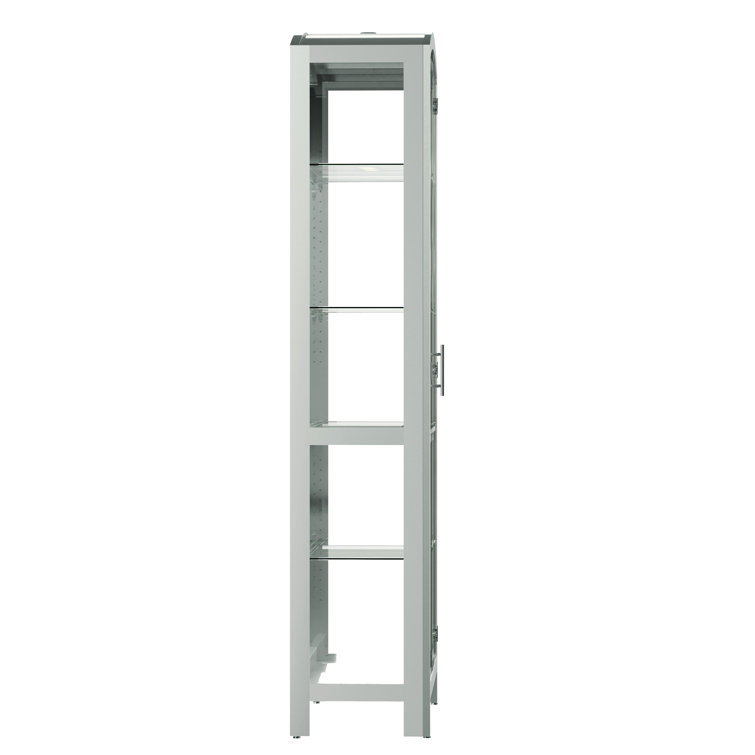 Elsie Silver Glass and Wood Curio Cabinet with LED Light