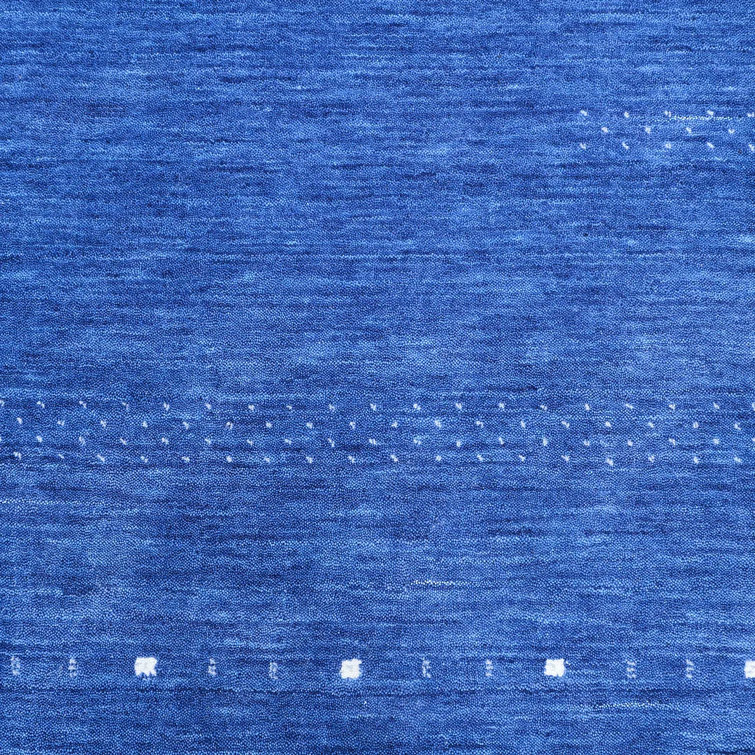 Hand-Knotted Blue Wool Rectangular Area Rug 5' x 8'