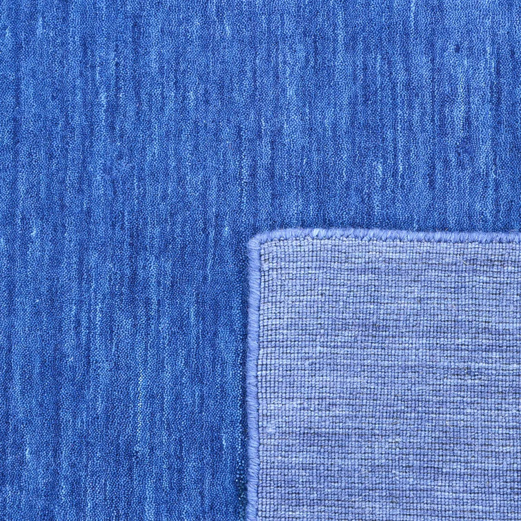 Hand-Knotted Blue Wool Rectangular Area Rug 5' x 8'