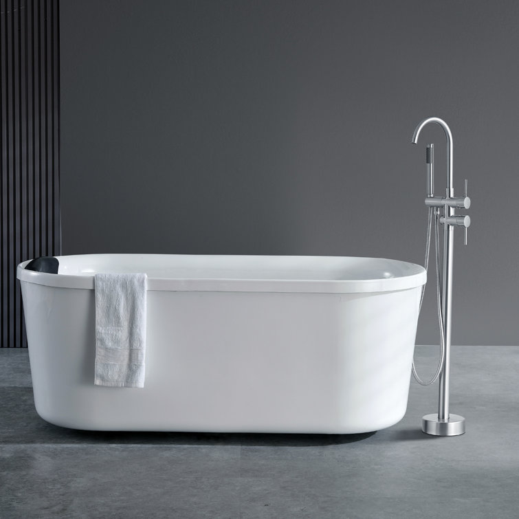 Brushed Nickel Freestanding Bathtub Faucet with Hand Shower