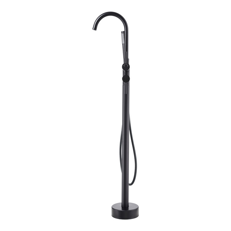 Matte Black Stainless Steel Freestanding Bathtub Faucet with Hand Shower