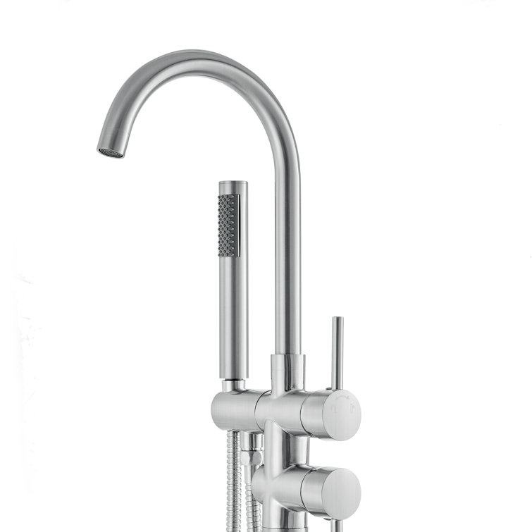 Brushed Nickel Freestanding Bathtub Faucet with Hand Shower