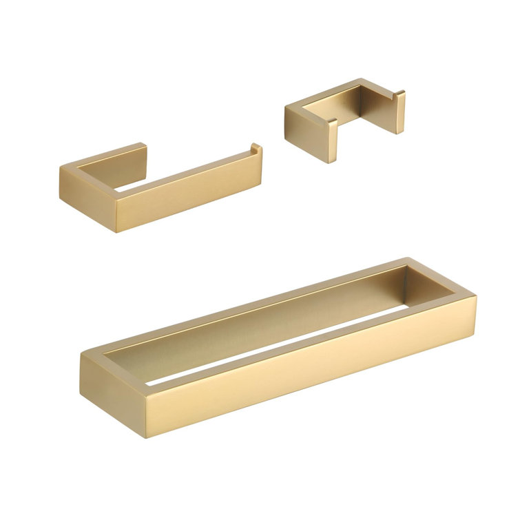 Gold Matte Stainless Steel 3-Piece Bathroom Hardware Set