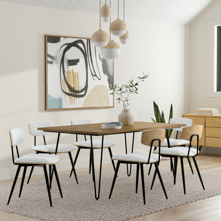 Hunter Light Brown Mango Wood Industrial Dining Table with Black Metal Legs