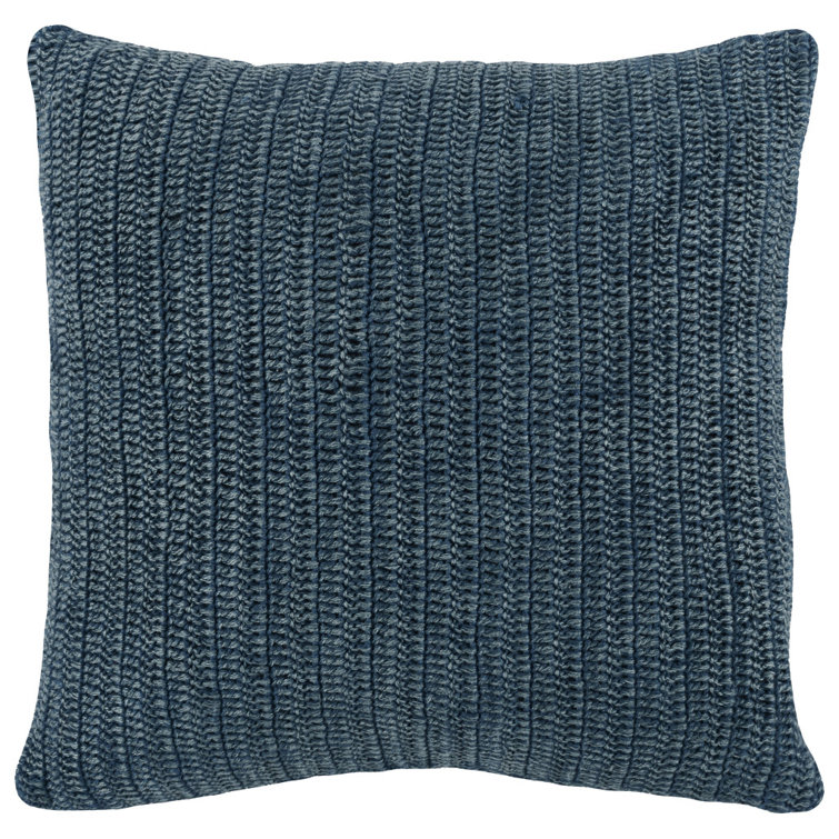 Nakeya Blue Linen Lumbar Throw Pillow