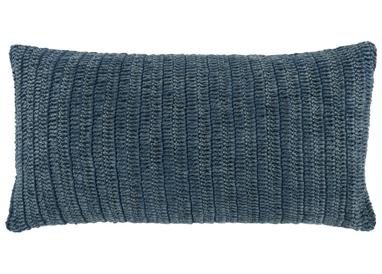 Nakeya Blue Linen Lumbar Throw Pillow
