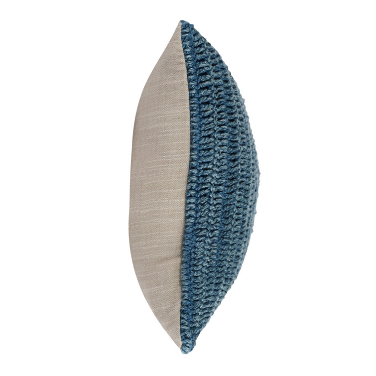 Nakeya Blue Linen Lumbar Throw Pillow