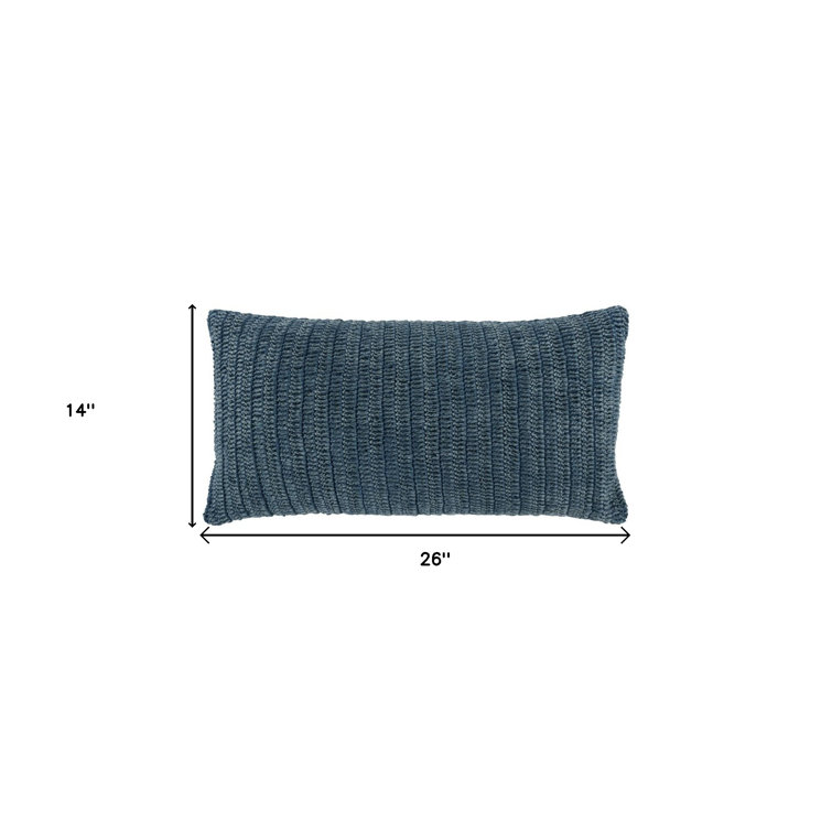 Nakeya Blue Linen Lumbar Throw Pillow