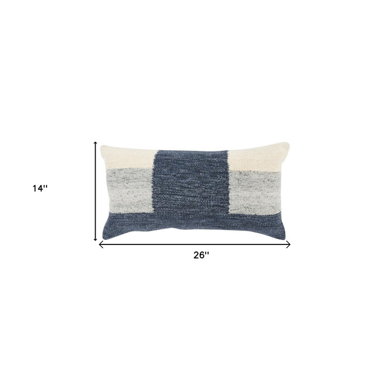 Estelle 14" x 26" Blue and Gray Woven Throw Pillow