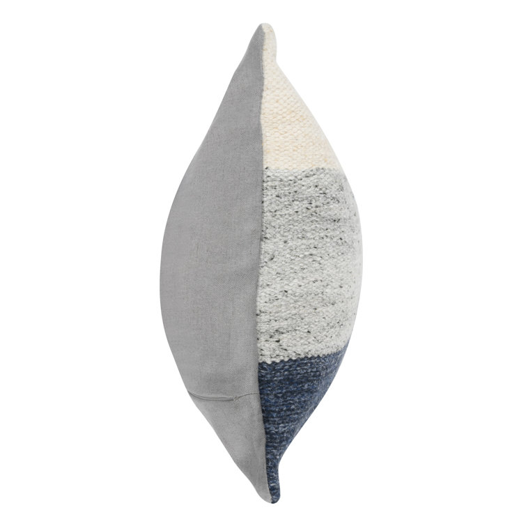 Estelle 14" x 26" Blue and Gray Woven Throw Pillow