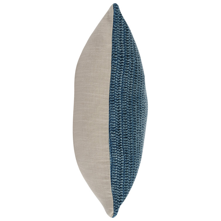 Nakeya Blue Linen Lumbar Throw Pillow