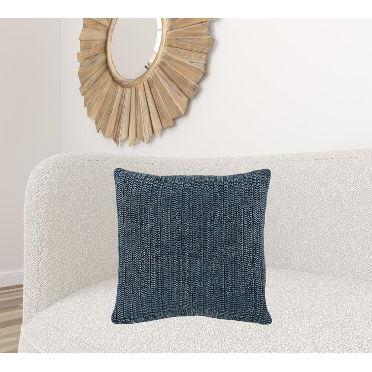 Nakeya Blue Linen Lumbar Throw Pillow