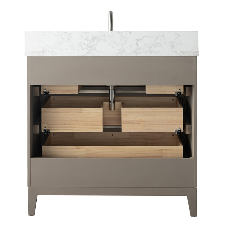 Driftwood Gray 36" Single Sink Bathroom Vanity with Marble Top