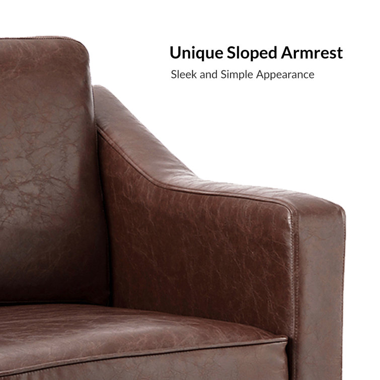 Brown Faux Leather Armchair Set with Nailhead Trim