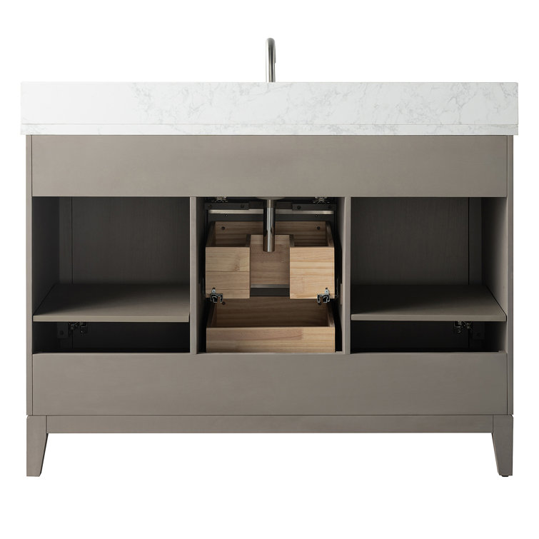 Driftwood Gray 48" Single Sink Bathroom Vanity with Engineered Marble Top