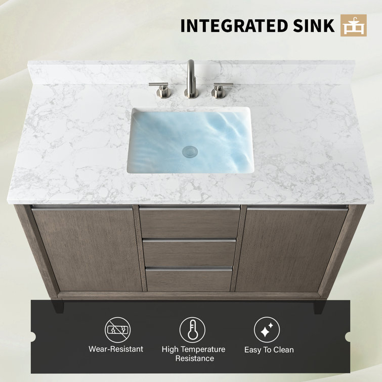 Driftwood Gray 48" Single Sink Bathroom Vanity with Engineered Marble Top