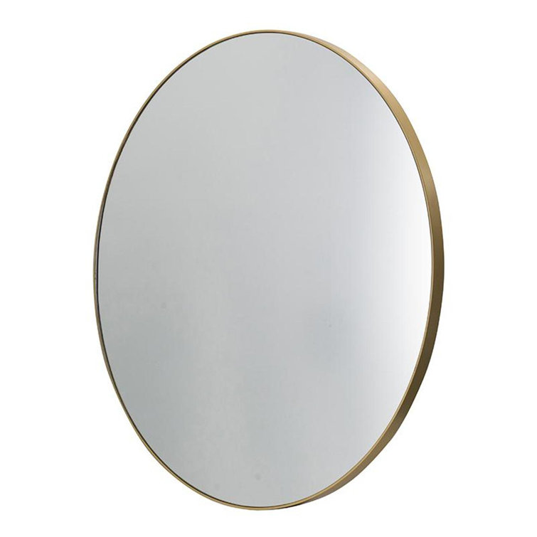 Franco Round Glossy Gold Metal Frame Wall Mirror