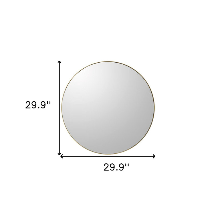 Franco Round Glossy Gold Metal Frame Wall Mirror