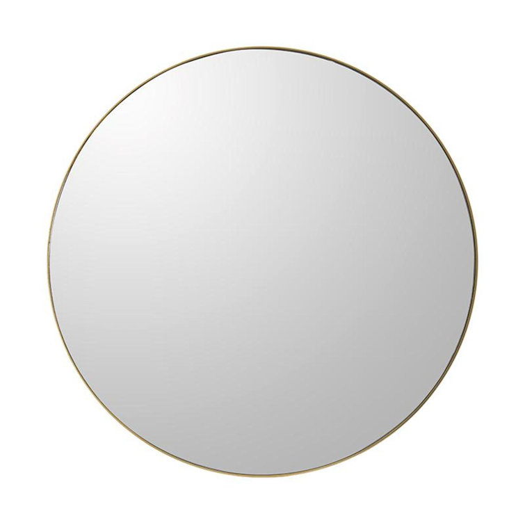 Franco Round Glossy Gold Metal Frame Wall Mirror