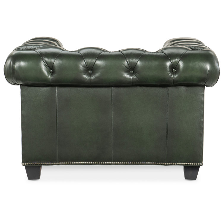 Charleston Black Leather Tufted Accent Chair with Nailhead Trim