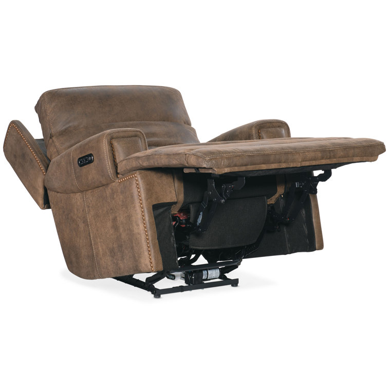 Seville Timber Brown Leather Reclining Armchair