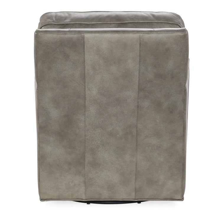 Gray Leather Swivel Accent Chair with Manufactured Wood Frame