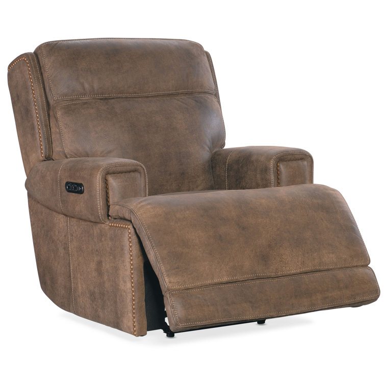Seville Timber Brown Leather Reclining Armchair