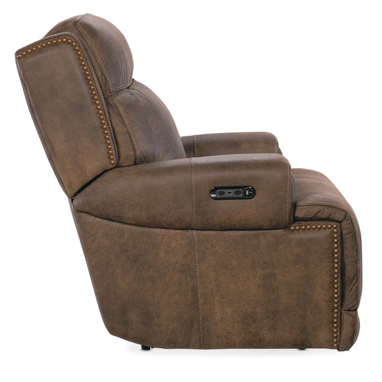Seville Timber Brown Leather Reclining Armchair