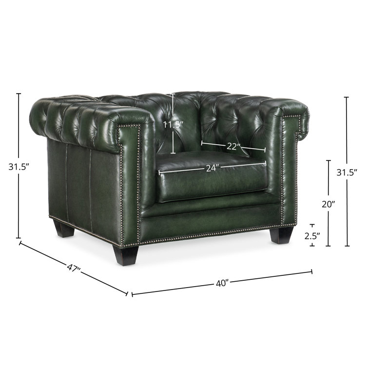 Charleston Black Leather Tufted Accent Chair with Nailhead Trim