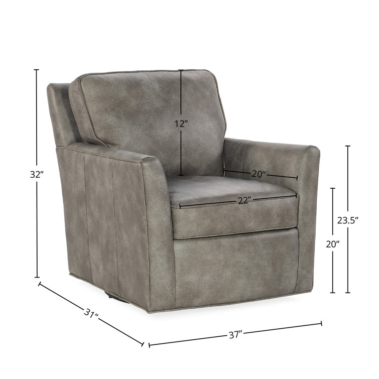 Gray Leather Swivel Accent Chair with Manufactured Wood Frame
