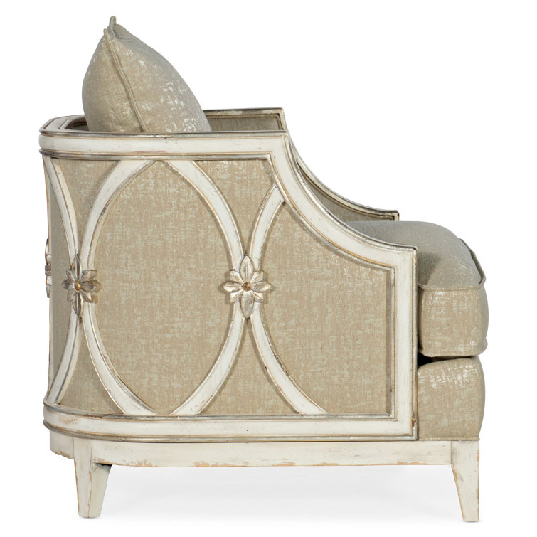 Beige and White Traditional Wood Lounge Chair