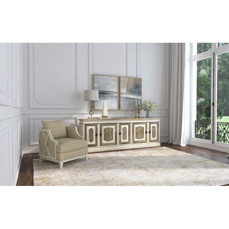 Beige and White Traditional Wood Lounge Chair