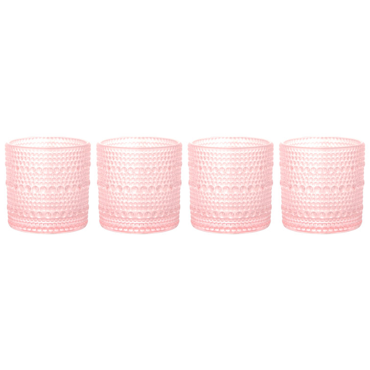 Blush Pink 13oz Bubble Textured Glassware Set of 4