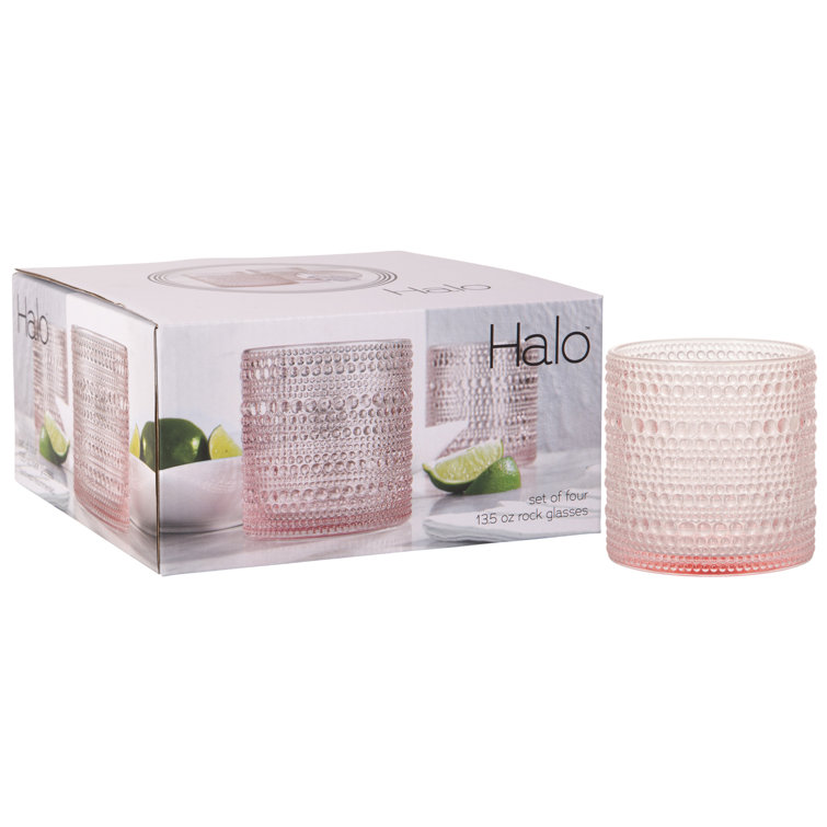 Blush Pink 13oz Bubble Textured Glassware Set of 4