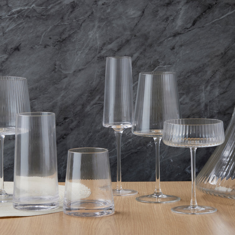 Zoya 8.5oz Ribbed Clear Glass Champagne Flute Set