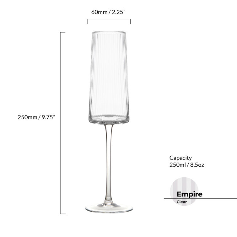 Zoya 8.5oz Ribbed Clear Glass Champagne Flute Set