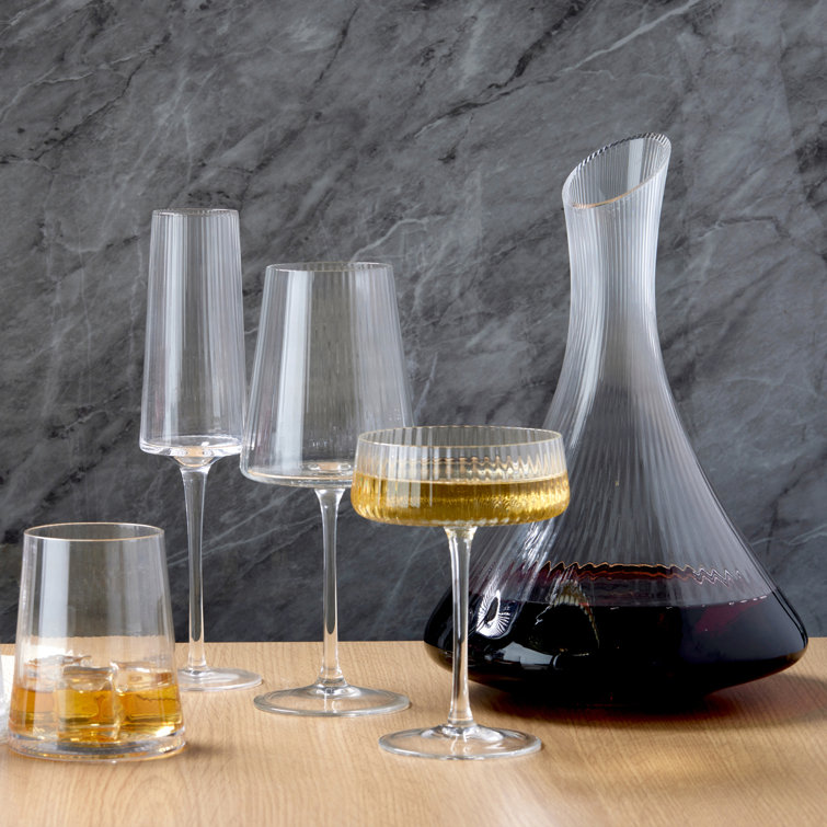 Zoya 8.5oz Ribbed Clear Glass Champagne Flute Set