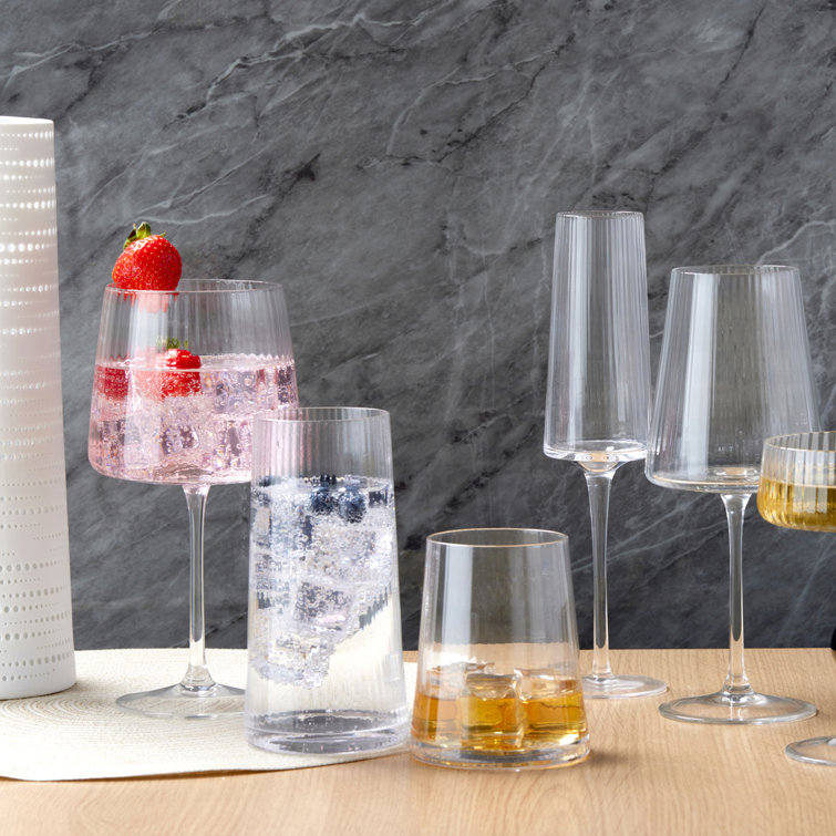 Zoya 8.5oz Ribbed Clear Glass Champagne Flute Set