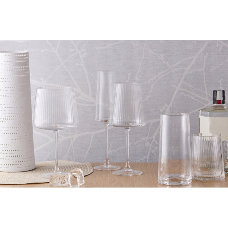 Zoya 8.5oz Ribbed Clear Glass Champagne Flute Set
