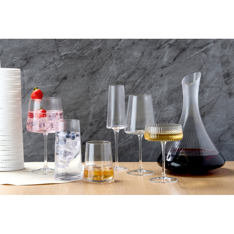 Zoya 8.5oz Ribbed Clear Glass Champagne Flute Set
