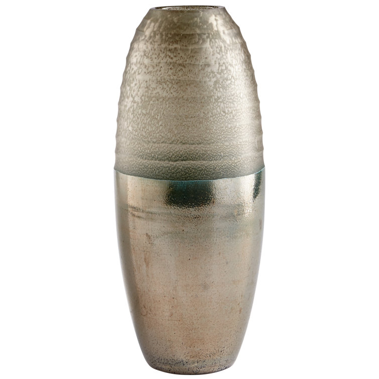 Bronze and Beige Textured Glass Table Vase