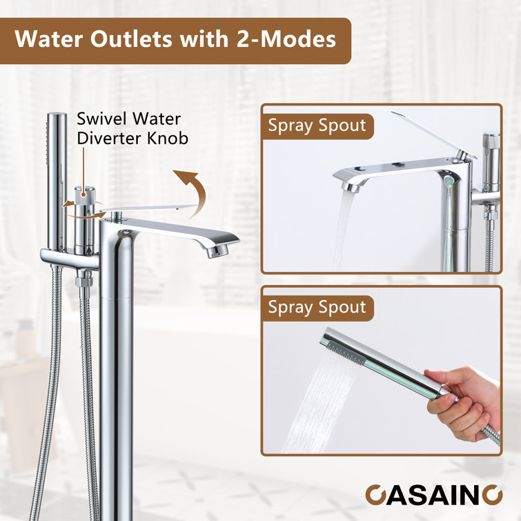 Chrome Plated Freestanding Bathtub Faucet with Handshower
